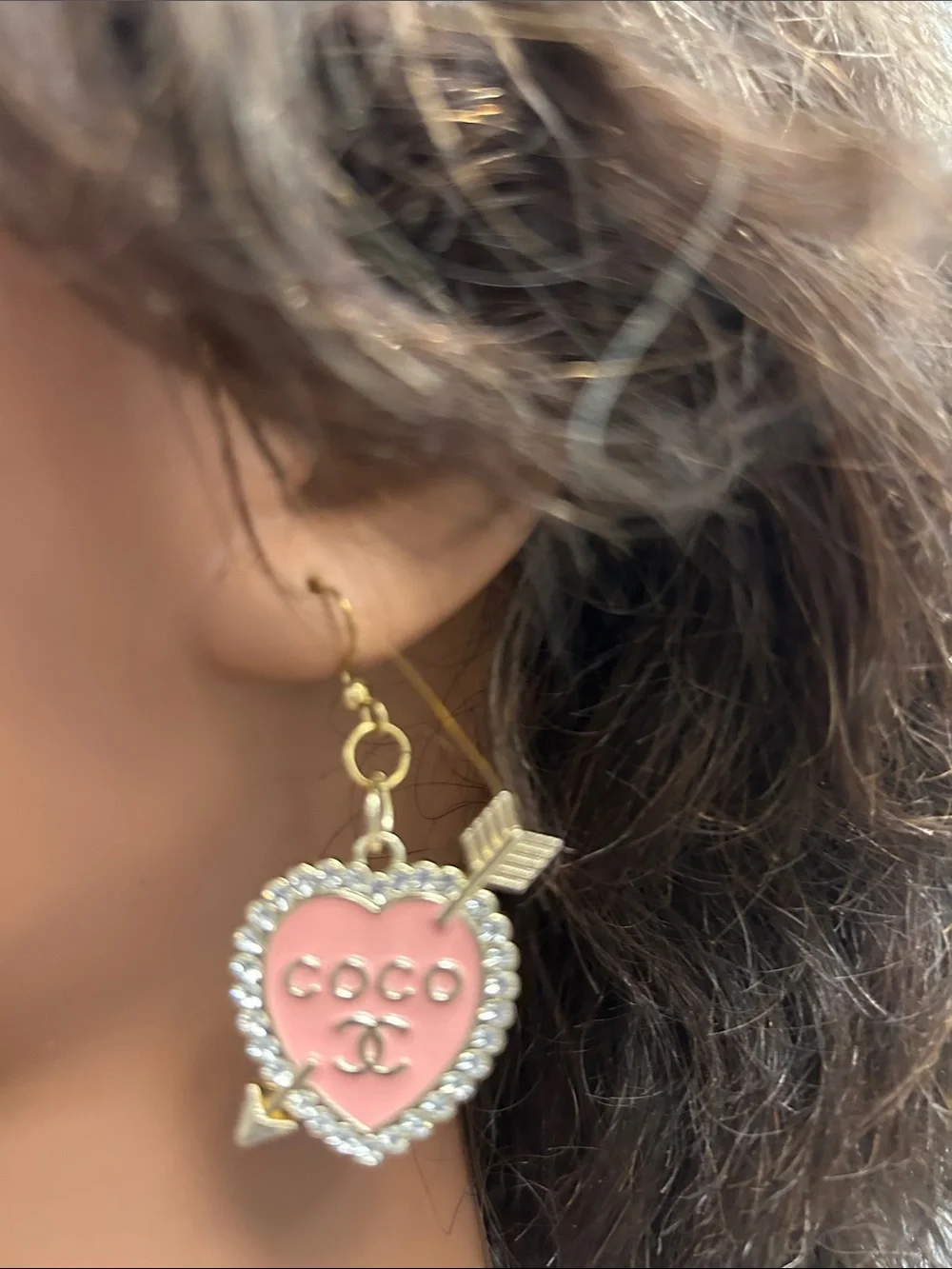 Carrie Fairy Designs Repurposed Pink Charm Earrings Designer Inspired